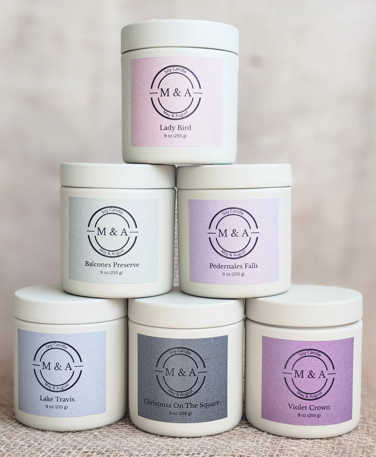 May & August Candle Collection — Central Texas Inspired Scents
